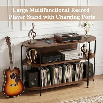 Vinyl Record Player Stand with Power Outlets, view 6