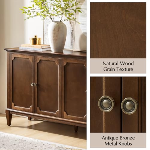 Mid-Century Modern Sideboard Cabinet, 4-Door Storage Buffet, view 8