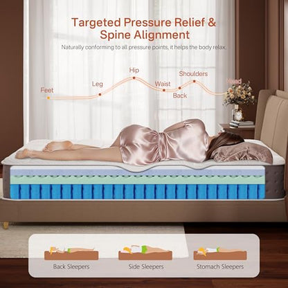 Twin XL Mattress, 8 Inch Hybrid XL Twin Bed Mattress in a Box, Medium Firm, view 4