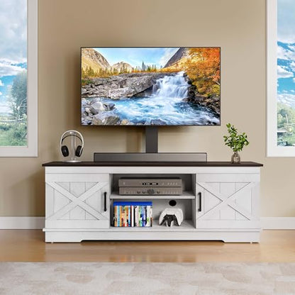 Farmhouse TV Stand with Height Adjustable Mount, Espresso, view 7
