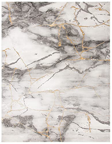 SAFAVIEH Area Rug 8x10 - Craft Collection - Large - Grey & Gold, Modern Abstract Design, Non-Shedding & Easy Cleaning, Ideal for Living Room, Bedroom, Office, Dining Space (CFT877F)
