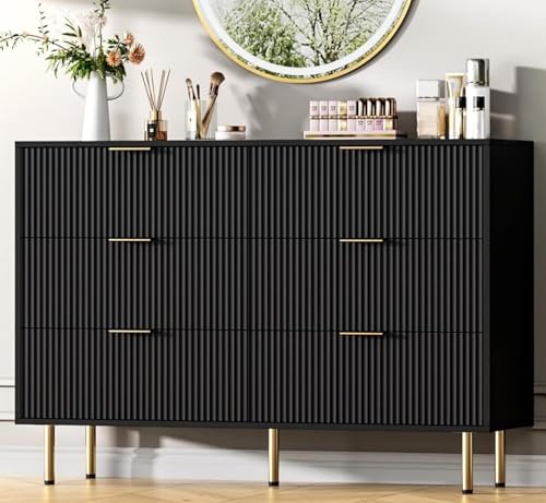 GAOMON 6 Drawer Dresser for Bedroom, 47" Fluted Dresser Chest of Drawers, view 2
