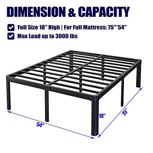 18in Full Size Bed Frame No Box Spring Needed, view 4