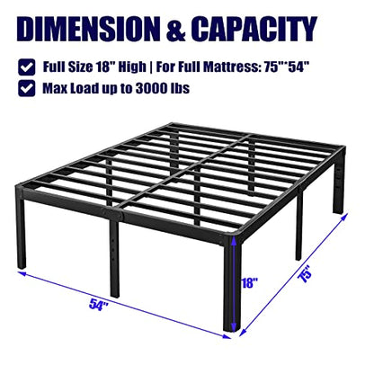 18in Full Size Bed Frame No Box Spring Needed, view 4
