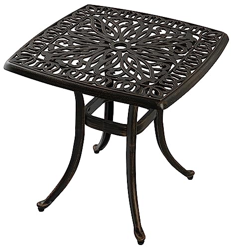 Bronze cast aluminum weather resistant outdoor side table, view 2
