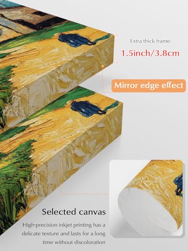 NuYeBiofx Abstract Farmhouse Starry Night Eye Canvas Wall Art Prints,48"x32" Framed Picture Artwork Rustic Oil Painting Art Printed Canvas Oil Painting for Living Room Bedroom Office,Ready to Hang