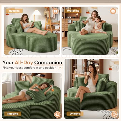 Oversized Round Chaise Longue Chair with Ottoman, view 5