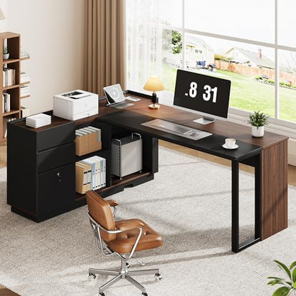 70" Executive Desk with Cabinet Storage, view 4