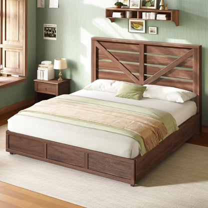 King Size Farmhouse Storage Bed Frame with Headboard & 4 Drawers, view 8