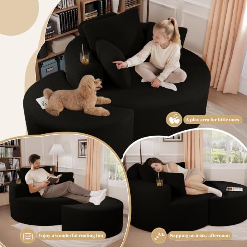 Round Chaise Lounge with Ottoman, view 4