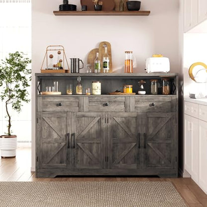 Farmhouse Buffet Cabinet with Drawers, Sideboard with Storage, view 6
