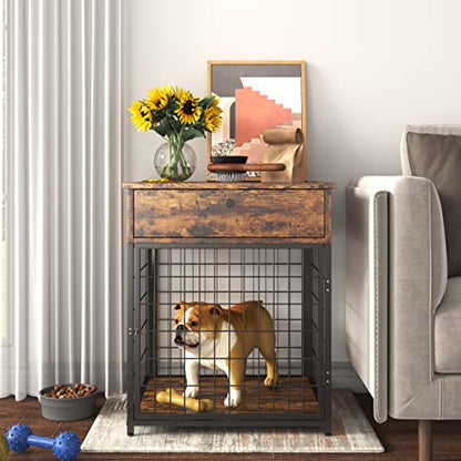 Furniture Style Dog Crate for Small Dogs, Dog Crates with Drawer, view 2