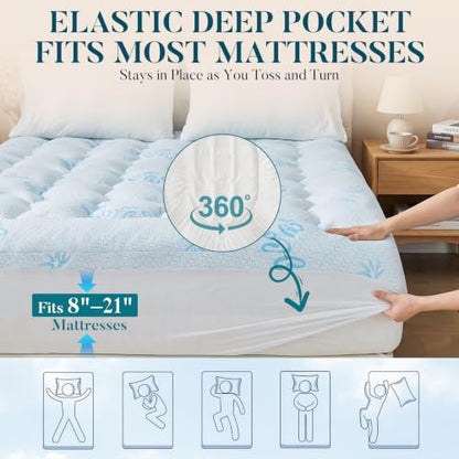 Queen Mattress Topper, Cooling Gel Memory Foam Topper for Hot Sleepers, view 7