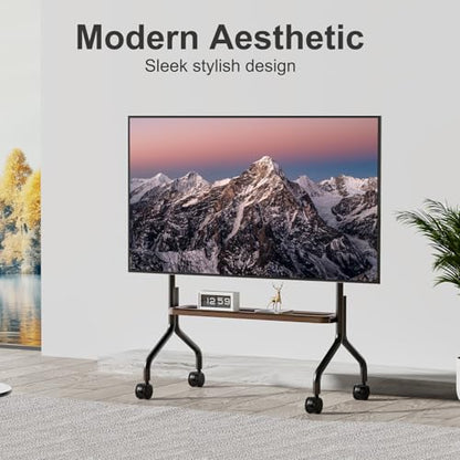 Easel Rolling TV Stand on Wheels for 32-75 Inch TVs with Storage Shelves, view 7