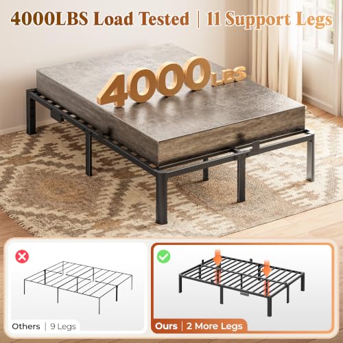4000LBS Full Bed Frame with Charging Station, 14 inch Bedframe, view 5