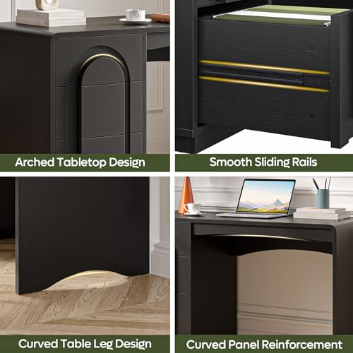 47" Computer Desk with 3 Drawers, Executive Style, Black, view 6