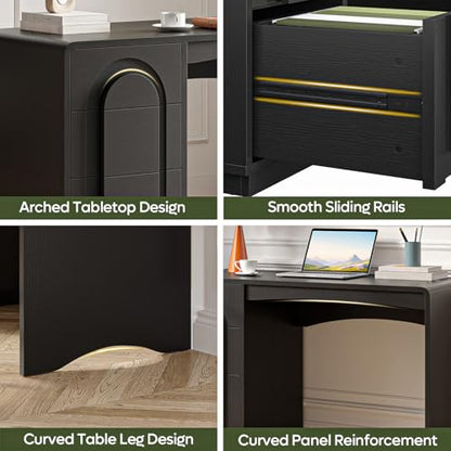 47" Computer Desk with 3 Drawers, Executive Style, Black, view 6