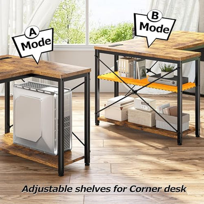 Office Desk with Outlet,Power Home Office & Study Electronic Gear, view 6
