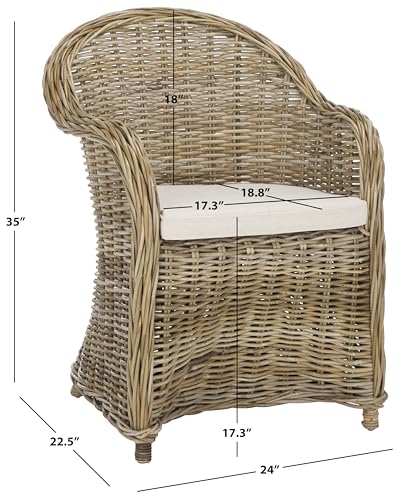 SAFAVIEH Zane Club Rattan Accent Chair, 24" Coastal Grey SEA7006A, view 4