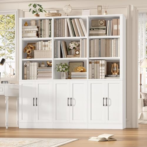 70” H x 63” W Triple Wide Bookshelf, Tall Bookcase with 6 Doors, view 6
