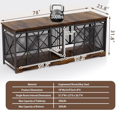 78" Double Dog Crate with Divider, Caramel Brown, view 3