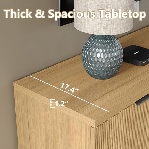 Buffet Cabinet with Storage 66.2''W Modern Sideboard with 4 Fluted Doors, view 3