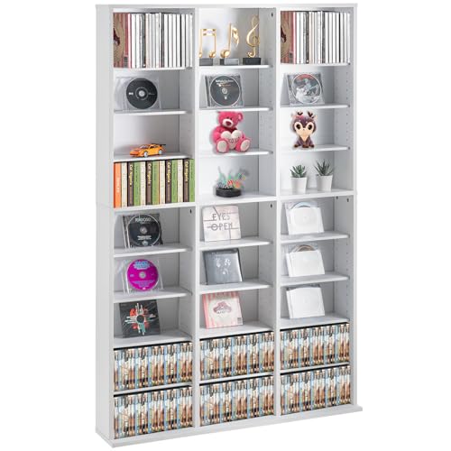 Media Storage Cabinet, 9-Layer DVD Shelf, Adjustable CD Shelves 27 Compartments, view 2