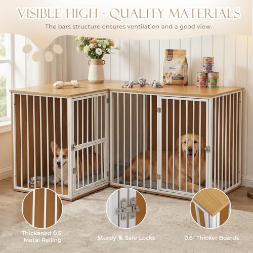 Large Double Dog Crate Furniture, White, view 6