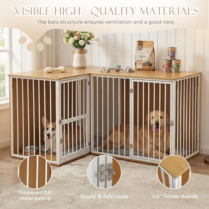 Large Double Dog Crate Furniture, White, view 6