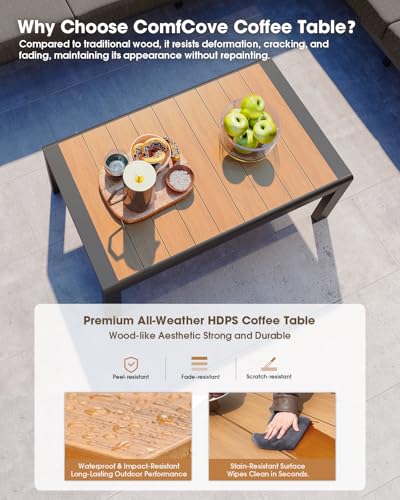 Aluminum Outdoor Patio Furniture Set 8 Seats, Outdoor Sectional Corner Sofa, Patio Conversation Set with Coffee Table & Washable Cushions, Furniture Set for Porch, Balcony, Deck, Graphite