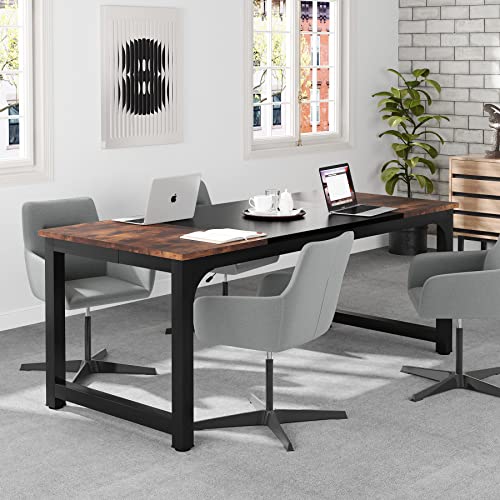 70.8”Executive Desk, Large Office Computer Desk with Thicken Frame, view 4