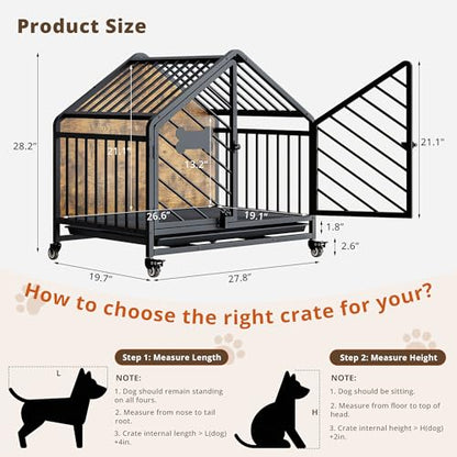27.6" Dog Crate Furniture with Pull-Out Tray and Wheels, view 3