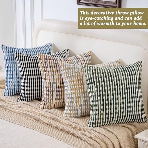Boho Chenille Pillow Cover Decorative Tufted Pillowcase for Couch Bed Sofa Bedroom Living Room Modern 18 x 18-Inch Grey