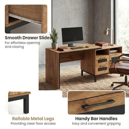 71" Wood Executive Desk w/File Drawers, Home Office Desk, view 5
