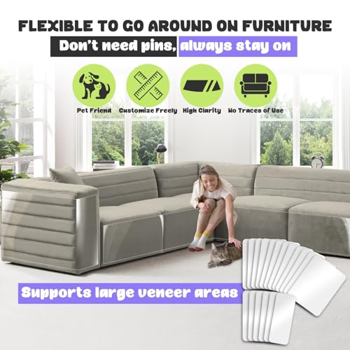 Large Cat Scratch Furniture Protector, 18 Pcs Clear Anti Cat Scratch Protector, Self-Adhesive Furniture Cat Scratch Protector, 17in