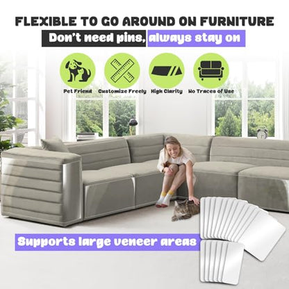 Large Cat Scratch Furniture Protector, 18 Pcs Clear Anti Cat Scratch Protector, Self-Adhesive Furniture Cat Scratch Protector, 17in