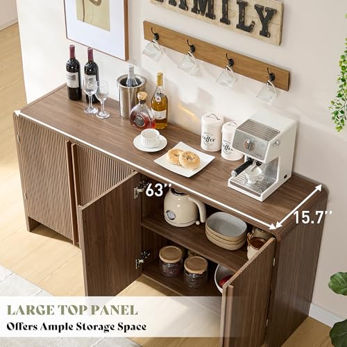 63" Modern Fluted TV Stand with Storage, view 7