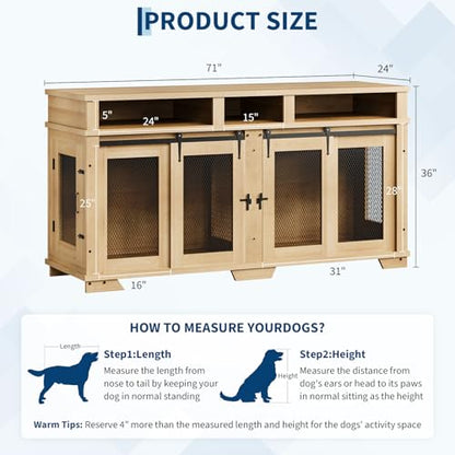 71'' Dog Crate Furniture for 2 Dogs, view 4