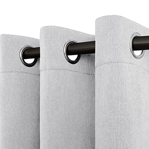 Linen Look Blackout Curtain Grommet Window Curtain Drapes for Bedroom, Living Room Thermal Insulated Room Darkening (2 Panels, 42x84 inch, Greyish White)