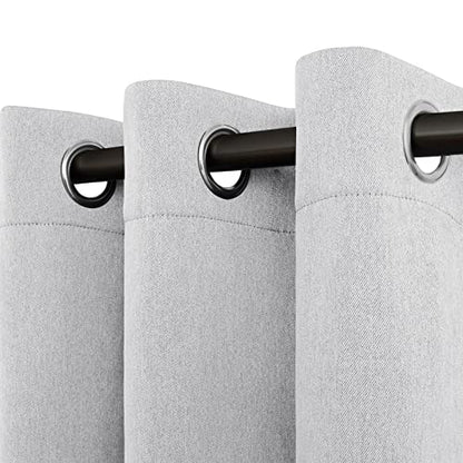 Linen Look Blackout Curtain Grommet Window Curtain Drapes for Bedroom, Living Room Thermal Insulated Room Darkening (2 Panels, 42x84 inch, Greyish White)