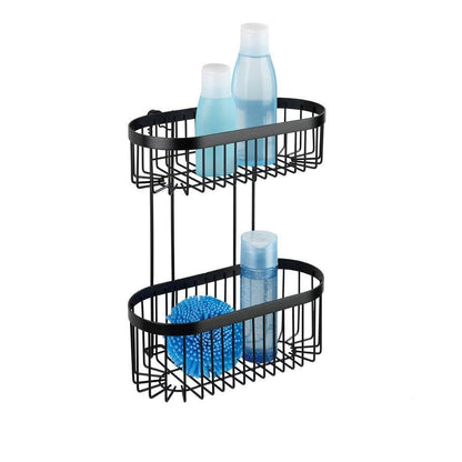 Classic Plus Black Steel Wall Shelf with Hooks, 35 x 10.5 x 12.5 cm, Black, 26,5 x 33 x 14,5 cm