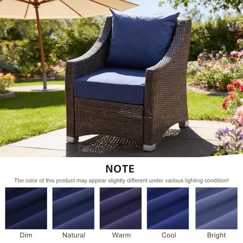 Outdoor Deep Seat Cushion Set, 24x24 Inch Water-Resistant & Fade-Resistant Outdoor Chair Cushions, Patio Furniture Cushions with Removable Cover for Patio Chair, Sofa,Navy Blue (Set of 1)