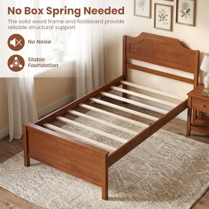 Queen Bed Frame, Platform Bed w/Headboard & Solid Wood Legs, view 8