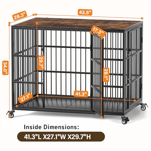 42 Inch Heavy Duty Dog Crate Furniture for Large and Medium Dogs, view 8