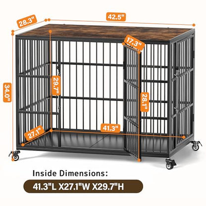 42 Inch Heavy Duty Dog Crate Furniture for Large and Medium Dogs, view 8