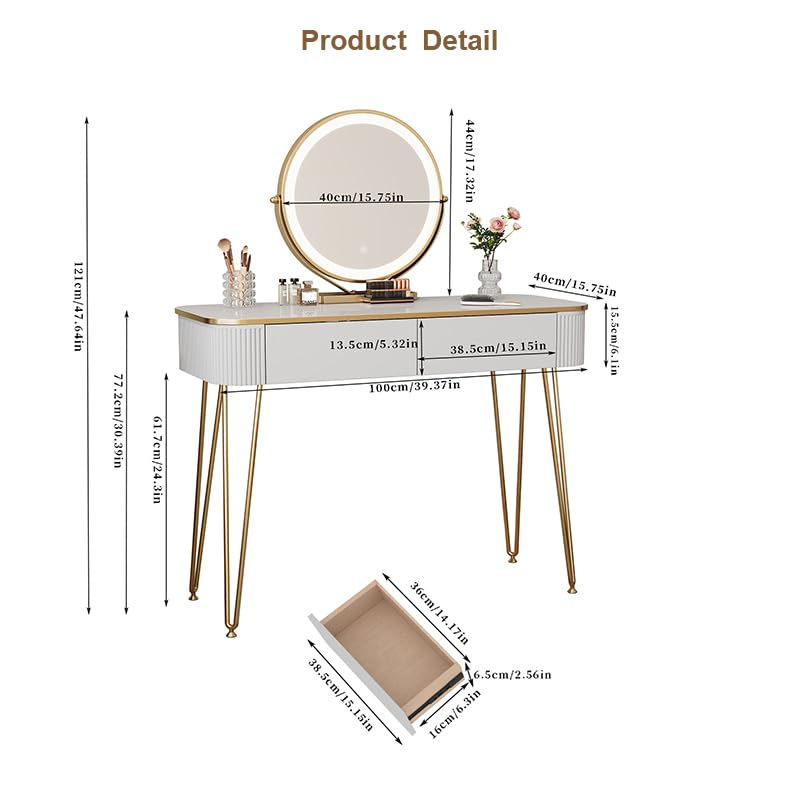 Small makeup Vanity with Mirror and Lights for Bedroom, view 3
