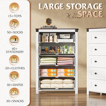 5-Drawer 31.50"W Farmhouse TV Stand with Rustic Handles, White, view 6
