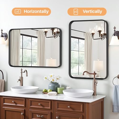 Bathroom Mirror for Wall, 30x22 Inch Rounded Rectangle Mirror, view 5