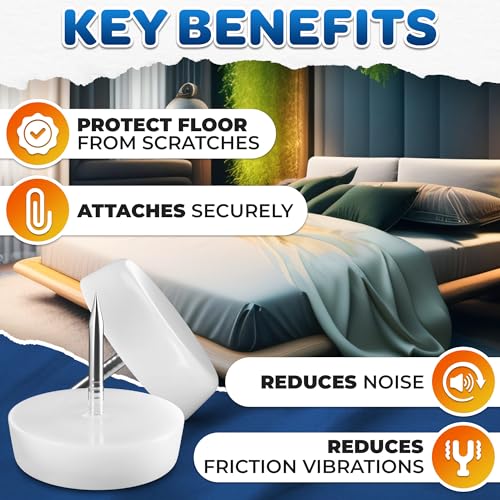 Nail in Furniture Glides, 100 Pcs, 0.6" x 0.7", Nylon for Hardwood Floors | Plastic Furniture Feet, Steel Nail Hold Stays Put, Glides Smoothly, Reduces Noise & Scratches, for Chairs & Tables
