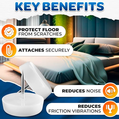 Nail in Furniture Glides, 100 Pcs, 0.6" x 0.7", Nylon for Hardwood Floors | Plastic Furniture Feet, Steel Nail Hold Stays Put, Glides Smoothly, Reduces Noise & Scratches, for Chairs & Tables